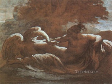 セオドア・ジェリコー Painting - レダと白鳥のロマン主義者セオドア・ジェリコー